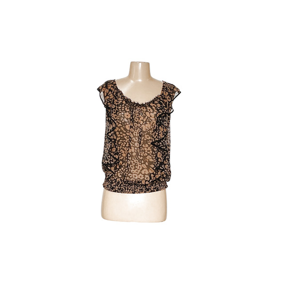 Express Brown Petite Chiffon Blouse - Picture 1 of 4